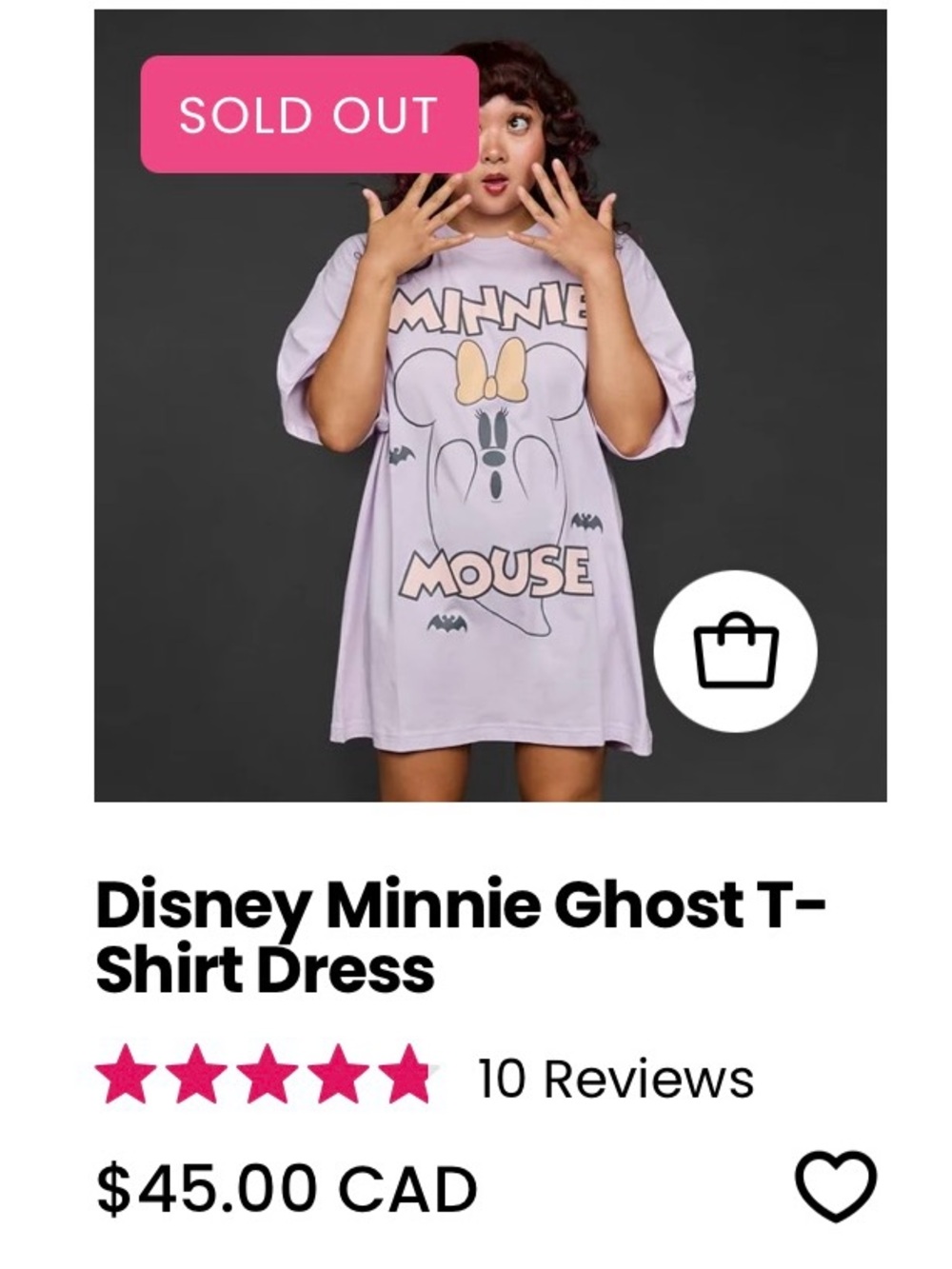 Disney Minnie Ghost Lavender Graphic T-Shirt Dress